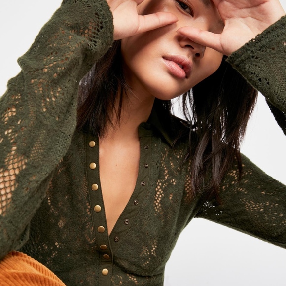 new FREE PEOPLE XSMALL Cozy Cadet Henley sweater - Picture 2 of 7